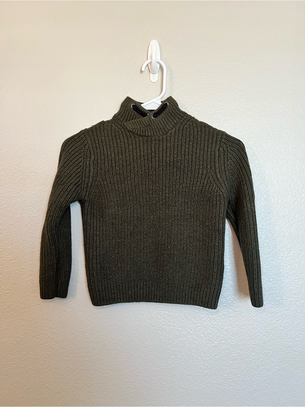 Zara Kids Olive Green Chunky Rib Knit Mock Neck Sweater Size 7Y NWOT